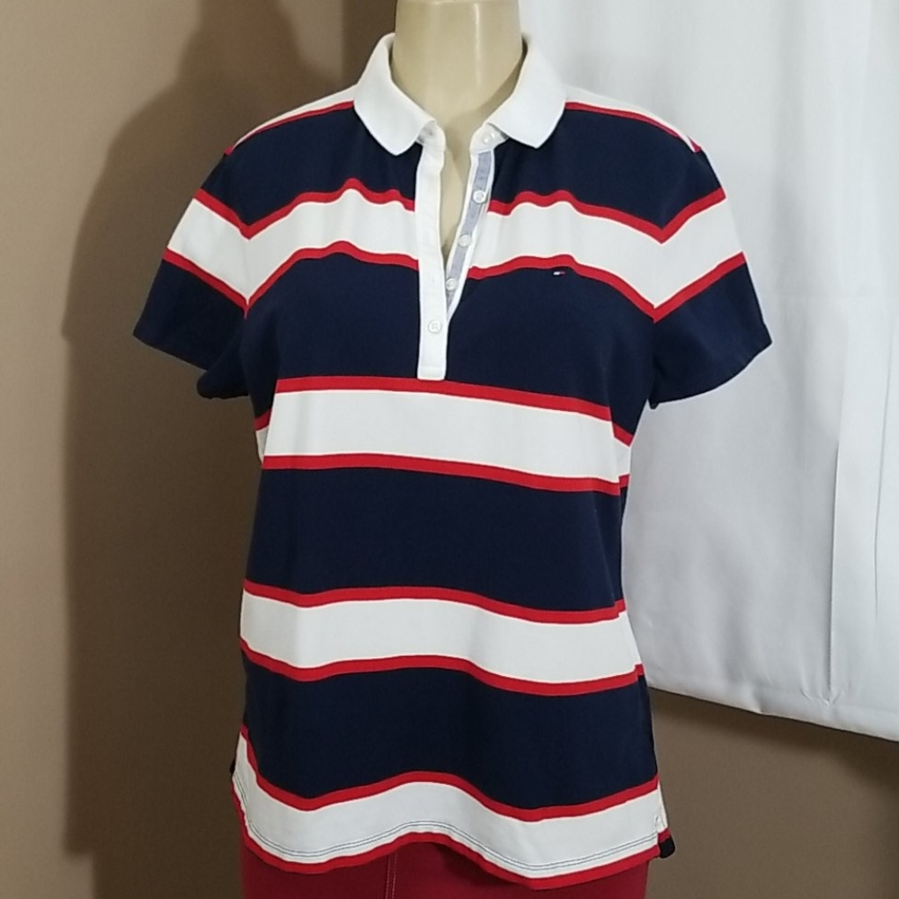 TOMMY HILFIGER WOMENS CLASSIC FIT POLO SHIRT LARGE
